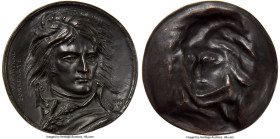 Uniface Cast bronze "General Bonaparte" Plaque 1835-Dated UNC, Unl. 170mm. By David d'Angers. No loop. Portrait of youthful General Bonaparte in unifo...