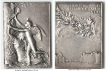 Republic silvered bronze "Paris Universal Exposition" Medal 1900 UNC, Paris mint. 36x51mm. 35.38gm. Edge: BRONZE (cornucopia). By O. Roty. LVMEN VENTV...