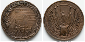 Republic bronze "Treaty of Versailles" Medal 1919 UNC, 45mm. 46.17gm. Edge: BRONZE. By R. Robert. March scene through the Arc d'Triumph // ROUMANIE JA...