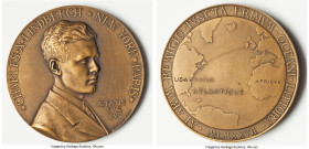 Republic bronze "Charles Lindbergh Transatlantic Flight" Medal 1927 UNC, Paris mint, Button-185. 67mm. 147.42gm. Edge: BRONZE (cornucopia). By George-...
