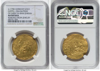 Baptismal gold Medal ND (c. 1750) AU Details (Removed From Jewelry) NGC, Goppel-1064. 32mm. St. John baptizing Christ in the Jordan // Nativity with t...