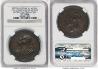 George III bronze "Coronation" Medal 1761 VF35 Brown NGC, BHM-33. 39mm. By T. Ward. GEO & CHARLOTTE CROWND SEPTEM 22 1761 Jugated busts left // SOVERE...