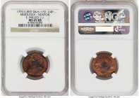 Middlesex. "Isaac Newton" Farthing Token 1793 MS65 Red and Brown NGC, D&H-1151. Social Series. Milled edge. SR ISAAC NEWTON Bust facing left // FARTHI...