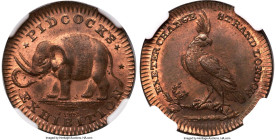 Middlesex. Pidcock's Farthing Token ND (1790s) MS65 Brown NGC, D&H-1067. Milled edge. PICOCKS / EXHIBITION Elephant standing left // EXETER CHANGE STR...