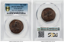 Middlesex. "Isaac Newton" 1/2 Penny Token 1793 MS63 Brown PCGS, D&H-1033. Engrailed edge. SR ISAAC NEWTON Profile bust facing left // HALFPENNY 1793 C...