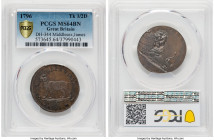 Middlesex. James' copper 1/2 Penny Token 1796 MS64 Brown PCGS, D&H-344 (S). Lettered edge: SPENCE DEALER IN COINS LONDON. ROYAL MALE TIGER 1796 Text s...