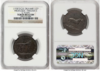 Middlesex. Pidcock's 1/2 Penny Token ND (1790s) MS63 Brown NGC, D&H-449 (S). Plain edge. STRAND EXETER CHANGE LONDON Two-headed cow // PIDCOCK's GRAND...