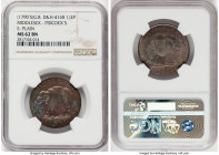 Middlesex. Pidcock's 1/2 Penny Token ND (1790s) MS62 Brown NGC, D&H-416B. Plain edge. PIDCOCK'S / EXHIBITION Elephant standing left // EXETER CHANGE S...