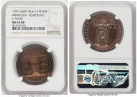 Middlesex. Kempson Penny Token 1797 MS65 Red and Brown NGC, D&H-73 (S). London Buildings series. Plain edge. ALDGATE Gate façade; in exergue ERECTED 1...