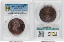 Middlesex. George III Penny Token 1797 MS65 Red and Brown PCGS, D&H-197 (S). National Series. Plain edge. ATTENDED DIVINE SERVICE AT ST PAULS / GEORGI...