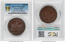 Middlesex. "Westminster Hall" Penny Token 1797 MS63 Brown PCGS, D&H-168 (S). Miscellaneous Series. Edge: I PROMISE TO PAY ON DEMAND THE BEARER ONE PEN...