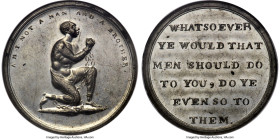 Middlesex. white-metal Penny Token ND (1790s) MS61 NGC, D&H-235 (Bis III). Political and Social series. Plain edge. AM I NOT A MAN AND A BROTHER Man k...