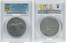 Middlesex white-metal Penny Token 1800 XF Details (Rim Damage) PCGS, D&H-239 (S). TAKE NOT WHAT WAS MADE FOR ALL A man's head trying to swallow the wo...