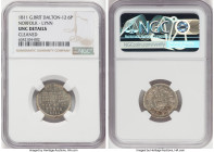 Norfolk. Lynn 6 Pence Token 1811 UNC Details (Cleaned) NGC, Dalton-12. Milled edge. A ONE POUND / NOTE / WILL BE PAID BY / I HEDLEY STAMP / OFFICE LYN...