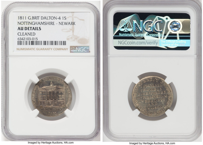 Nottinghamshire. Newark silver Shilling Token 1811 AU Details (Cleaned) NGC, Dal...