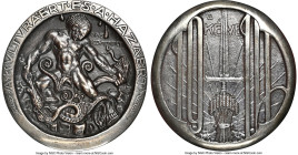 "Outbreak of WWI" silver Medal 1914 MS63 NGC, Huszar/Prokopius-6825. 82mm. By R. A. Zutt. A KVLTVRA'ERT ES A HAZA'ERT Hercules fighting a hydra // A /...