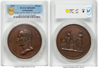 Wilhelm I copper Specimen Medal 1815 SP63 Brown PCGS, Dirks-38, Pax-990. 72mm. By A. Michaut. WILH NASS BELG REX LUXEMB M DUX King facing left // PARI...