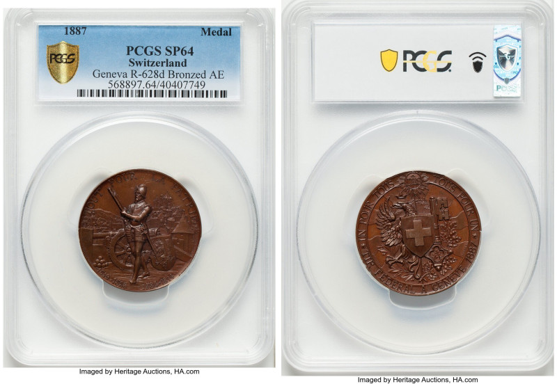 Confederation bronzed Specimen "Geneva Shooting Festival" Medal 1887 SP64 PCGS, ...