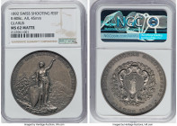Confederation silver"Glarus Shooting Festival" Medal 1892 MS62 Matte NGC, Richter-808c. 45mm. By Huguenin Frères. Celebrating the Federal Shooting Fes...