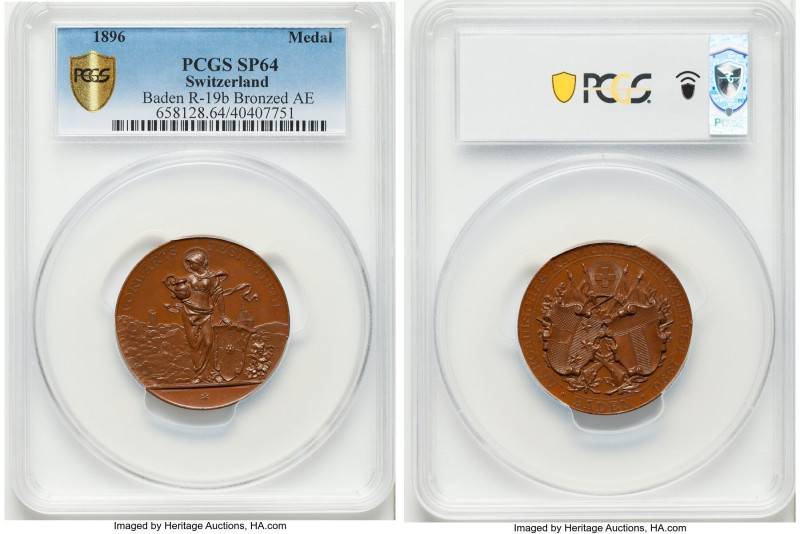 Confederation bronzed "Baden Shooting Festival" Medal 1896 SP64 PCGS, Richter-19...