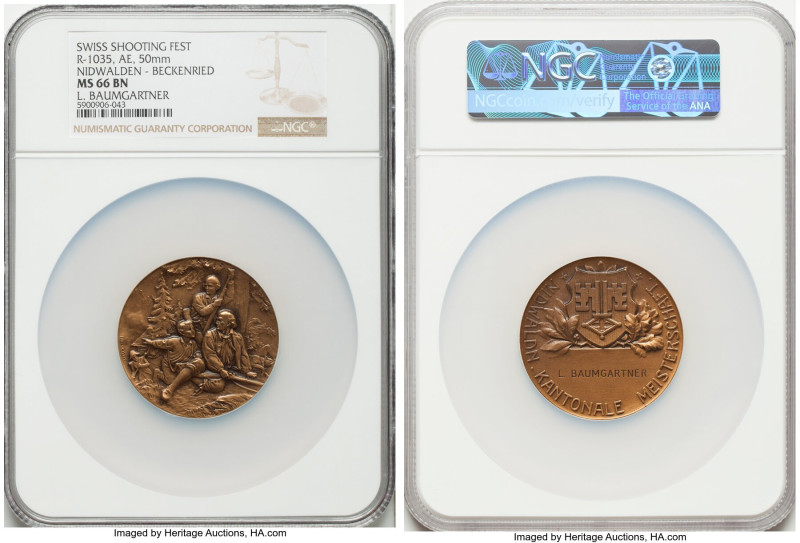 Confederation "Nidwalden-Beckenried Shooting Festival" Medal 1921 MS66 Brown NGC...
