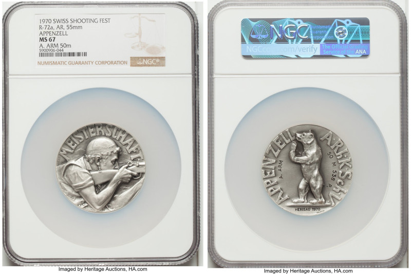 Confederation silver "Appenzell Shooting Festival" Medal 1970 MS67 NGC, Richter-...