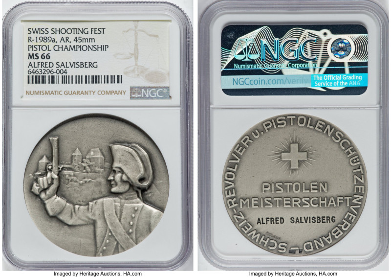 Confederation silver "Shooting Festival - Pistol Championship" Medal ND MS66 NGC...