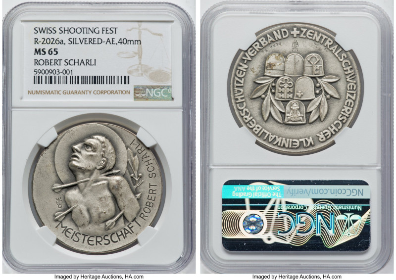 Confederation silvered bronze "Shooting Medal" ND MS65 NGC, Richter-2026a. 40mm....