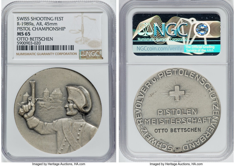Confederation silver "Shooting Festival" Medal ND MS65 NGC, Richter-1989a. 45mm....