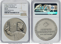 Confederation silver "Shooting Festival" Medal ND MS65 NGC, Richter-1989a. 45mm. By L. Huguenin. Awarded to Otto Bettschen. Solder holding pistol in r...