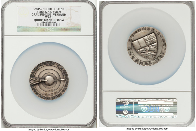 Confederation silver "Graubunden-Verband Shooting Festival" Medal ND MS61 NGC, R...