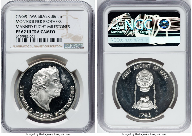Trans World Airlines silver Proof "Montgolfier Brothers - Manned Flight Mileston...