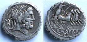 Repubblica Romana. Gens Antonia. Quintus Antonius Balbus. 83-82 a.C. Denario. Ag. D/ Testa di Giove verso destra; dietro SC Senatus Consulto. R/ Q ANT...
