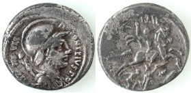 Repubblica Romana. Gens Fonteia. Publius Fonteius. 55 a.C. Denario. Ag. D/ P FONTEIVS P F CAPITO III VIR (Publius Fonteius Publii filius Capito, trium...