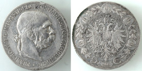 Monete Estere. Austria. Francesco Giuseppe. 1848-1916. 5 Corone 1900. Ag. Peso gr. 23,93. Diametro mm. 36. qBB. Colpetti. (Ftbff)