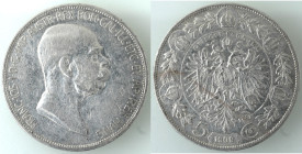 Monete Estere. Austria. Francesco Giuseppe. 1848-1916. 5 Corone 1909. Ag. Peso gr. 23,90. Diametro mm. 36. BB. (Ftbff)