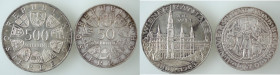 Monete Estere. Austria. Lotto di 2 monete. 500 Scellini 1983 e 50 Scellini 1970. Ag. qFDC.