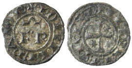 Zecche Italiane. Brindisi. Federico II. 1197-1250. Denaro. Mi. D/ Lettere FR sormontate da omega. R/ Croce con stellette. Sphar 144. Peso gr. 0,75. Di...