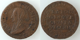 Zecche Italiane. Civitavecchia. Pio VI. 1774-1799. 5 Baiocchi 1797. Ae. Mun. 304. Riportato dal Costanzo, Gruppo 6/A. Peso gr. 16,82. Diametro mm. 30,...