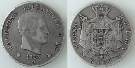 Zecche Italiane. Milano. Napoleone I. 1805-1814. 5 Lire 1813 M. Gig. 115. Peso gr. 24,56. Diametro mm. 37. qBB. R. (Ftbff)