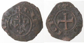 Zecche Italiane. Napoli. Carlo II d'Angiò. 1285-1309. Denaro gherardino. Mi. D/ Quattro gigli. R/ Croce. P.R.5. Peso gr. 0,53. Diametro mm. 15. BB. (5...