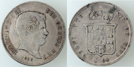 Zecche Italiane. Napoli. Ferdinando II. 1830-1859. Mezza piastra 1836. 6 su 5. Ag. Mag. 575a. Peso gr. 13,73. Diametro mm. 30,50. qBB. NC.