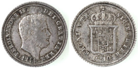 Zecche Italiane. Napoli. Ferdinando II. 1830-1859. Carlino 1844. Ag. Mag. 641. Peso gr. 2,33. Diametro mm. 19. SPL. R. (1020)