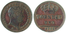 Zecche Italiane. Napoli. Ferdinando II. 1830-1859. Tornese 1838. Ae. Mag. 769. Peso gr. 3,04. Diametro mm. 19. BB. Antica pulizia. (1023)