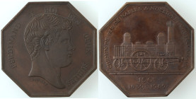 Zecche Italiane. Napoli. Ferdinando II. 1830-1859. Medaglia 1989, riconio della medaglia 1839 per l'inaugurazione della ferrovia Napoli - Nocera - Cas...