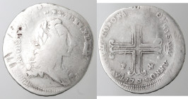 Zecche Italiane. Palermo. Carlo di Borbone. 1734-1759. 3 Tarì 1735. Ag. Gig. 44. Peso gr. 6,21. Diametro mm. 29. qMB. Decentrato.