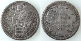 Zecche Italiane. Roma. Innocenzo XI. 1676-1689. Testone. Ag. Mun. 77. Peso gr. 9,10. Diametro mm. 32. SPL. Bella patina da monetiere.