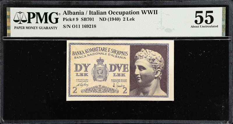 ALBANIA. Banca Nazionale d'Albania. 2 Lek, ND (1940). P-9. Italian Occupation WW...