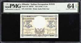 ALBANIA. Lot of (2). Banca Nazionale d'Albania. 5 & 10 Lek, 1940. P-10 & 11. PMG Choice Uncirculated 64 EPQ & Gem Uncirculated 65 EPQ.

Estimate: $1...