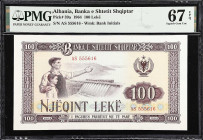 ALBANIA. Lot of (3). Banka E Shtetit Shqiptar. 10, 100, & 500 Leke, Mixed Dates. P-31a, 39a, & 49a. PMG Choice Uncirculated 64 EPQ to Superb Gem Unc 6...